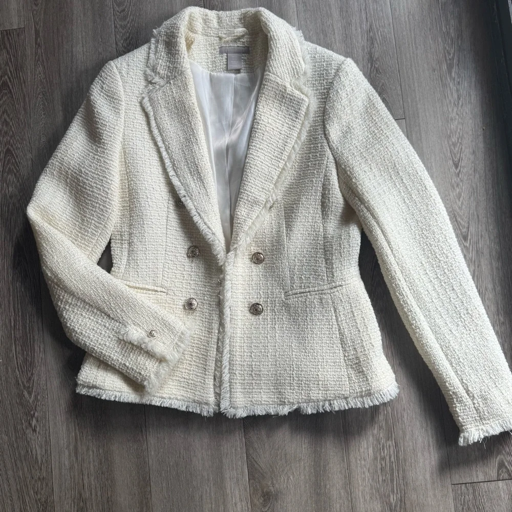Cream Textured Jacket H&M New Without Tags Size XS - Picture 15 of 16